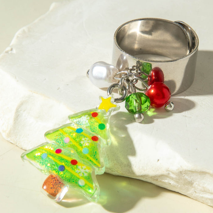 Wholesale Resin Pendant Ring Copper Electroplate Adjustable Christmas MOQ≥2