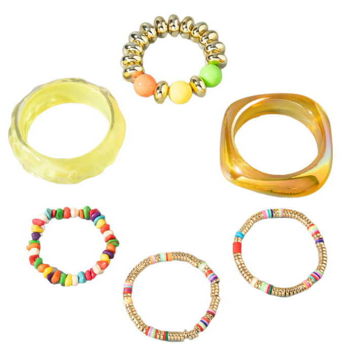 Wholesale Korean Style Acrylic Bead and Bangle Set Trendy Jewelry Accessory MOQ≥2