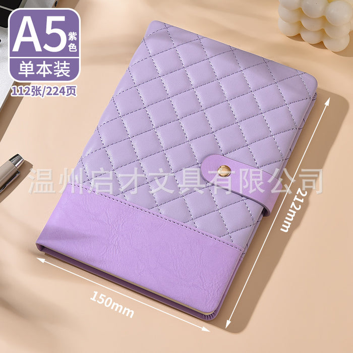 Wholesale Notebook Pu Spliced Rhombus Hand Ledger Creative High-Value Business Notepad