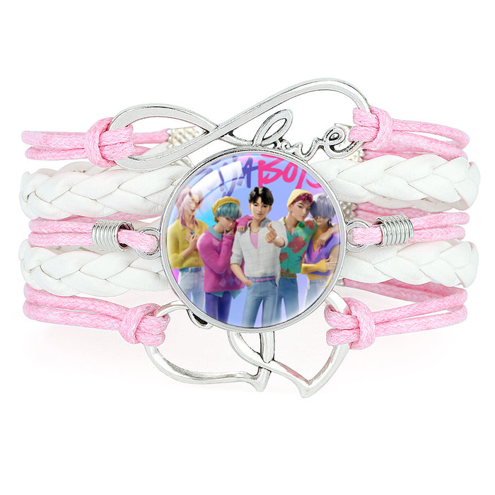 Wholesale KPOP Multi-layered Color-blocked Anime Character Crystal Bracelet