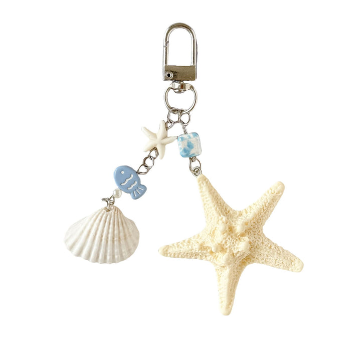 Wholesale Natural Shell Decoration Keychain Starfish Pendant Holiday Bag Hanging Decoration