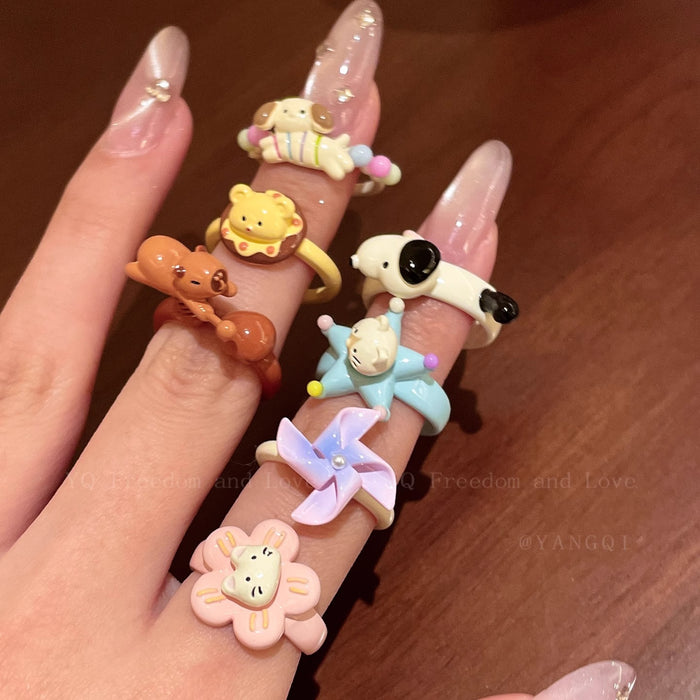 Wholesale Cartoon opening ring, niche creativity, simple personality, fashionable and versatile ring