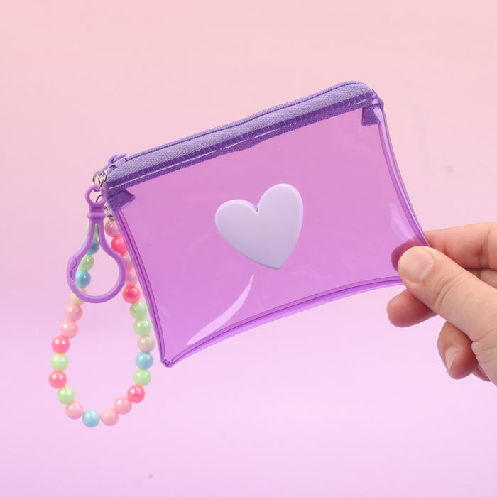 Wholesale Trendy Plush Coin Purse With Bead Chain And Zipper Macaron Purple Storage Bag Cute Fashion Accessory For Women Resale