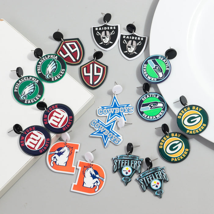 Wholesale Football League Exaggerated Earrings
