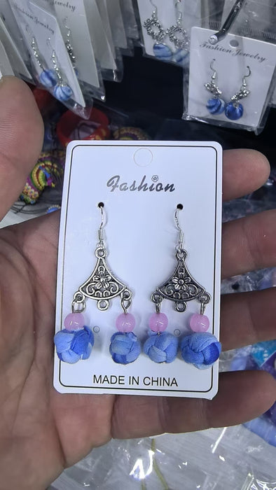 Wholesale Hand woven blue tie dye earrings