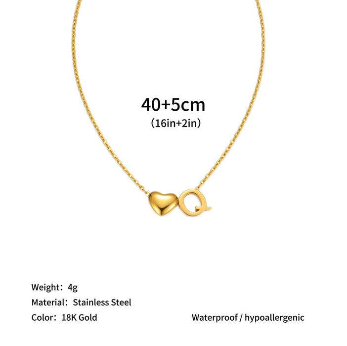Wholesale Clavicle chain jewelry accessory 26 letter heart pendant titanium steel necklace