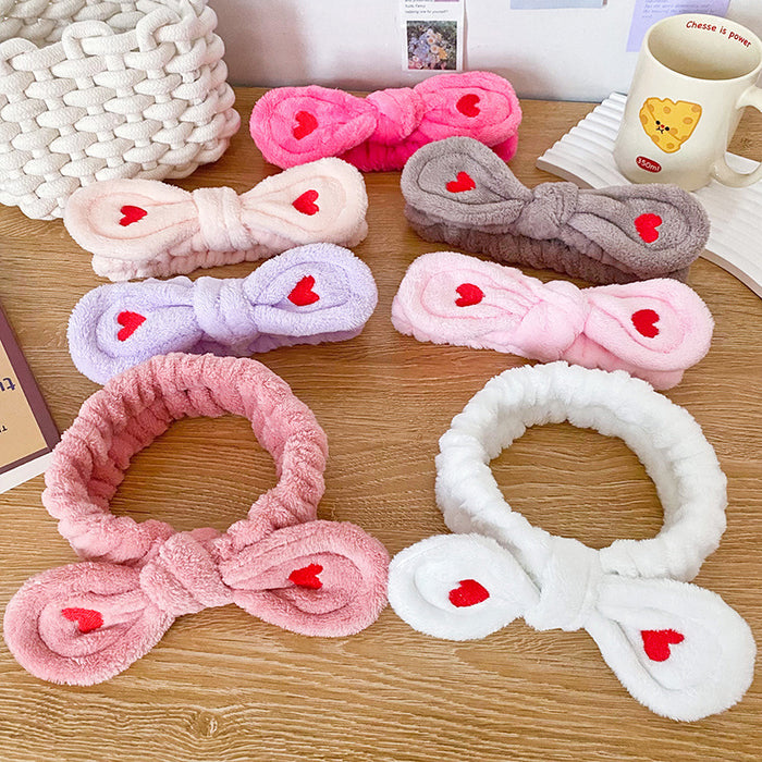 Wholesale Heart Butterfly Hairband for Women Face Washing Makeup Headband Flannel Headband Embroidered Hair Accessory Versatile