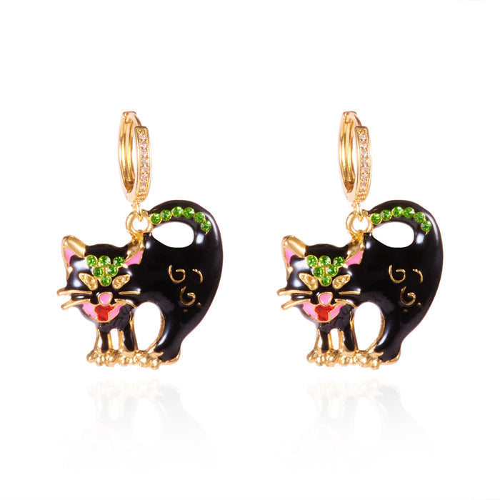 Wholesale  funny design black oil drip  pumpkin ghost pendant earrings