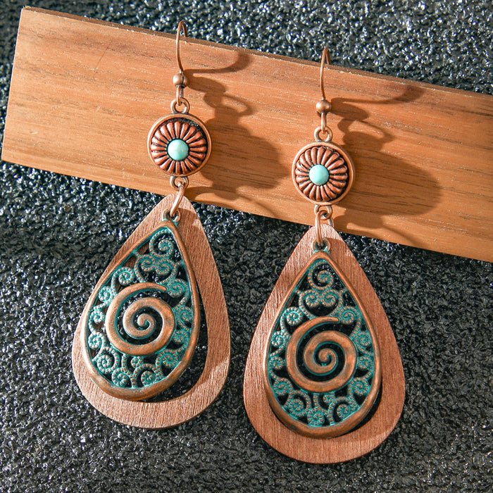 Wholesale Retro Bohemian Turquoise Tassel Earrings Zinc Alloy Fashion Accessory MOQ≥2