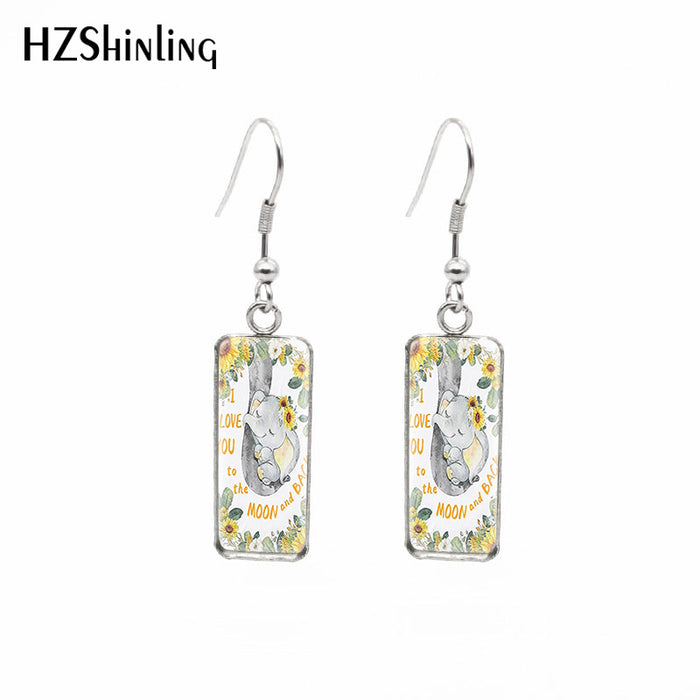 Wholesale Independently packaged hook flower pendant earrings, creative time gemstone earrings