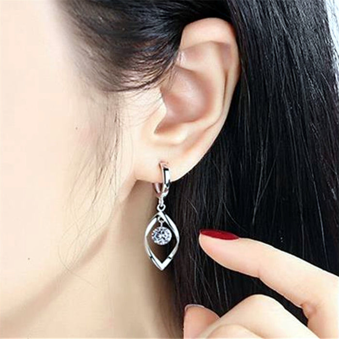 Wholesale Zircon Silver Earrings Women's Rotating Pearl Earrings Women's Mid-length Earrings Twisted  Earrings