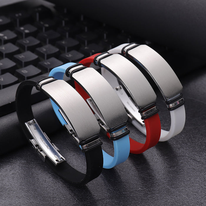 Wholesale Titanium steel personalized engraved sports basketball men's bracelet, silicone stainless steel couple bracelet