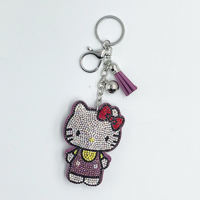 Wholesale Cute Tassel Cat Rhinestone Keychain