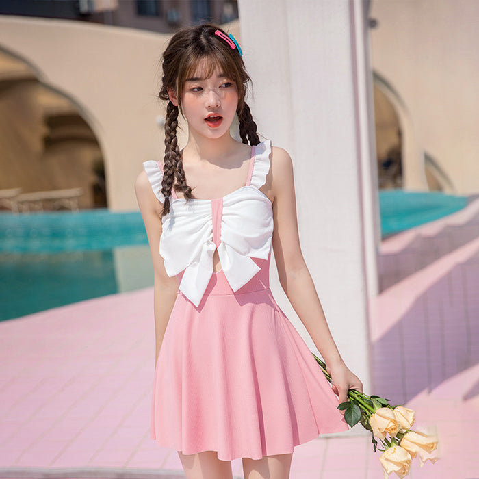 Wholesale New cute camisole student swimsuit for girls, middle-aged and young children, one-piece skirt style hot spring vacation swimsuit