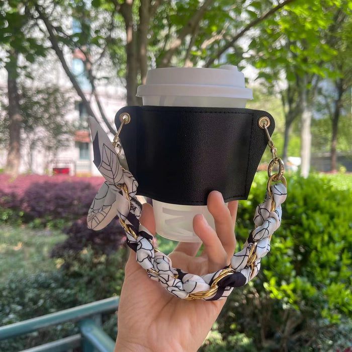 Wholesale  Acrylic Chain Portable Detachable Portable Coffee Cup Leather Heat Insulated