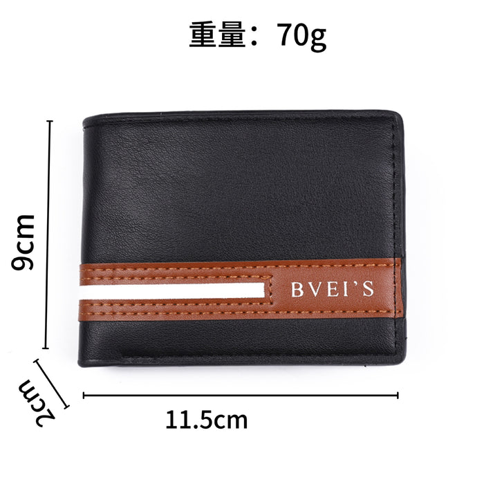 Wholesale PU Leather Men' s Bifold Wallet with Letter Design and Multiple Card Slots Stylish Everyday Accessory