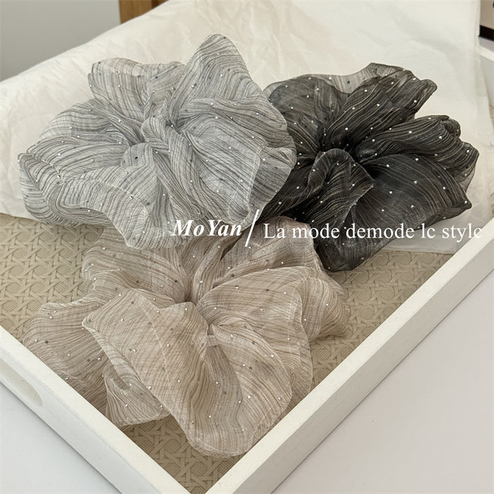 Wholesale drilling large intestine hair ring female high sense striped head rope hair rope