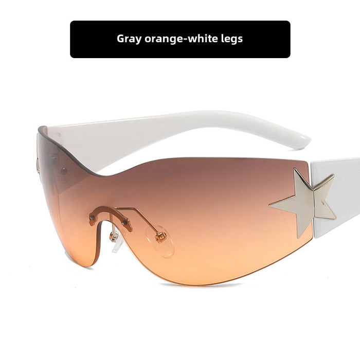 Wholesale Frameless pentagram integrated pilot sunglasses, sunshade sunglasses