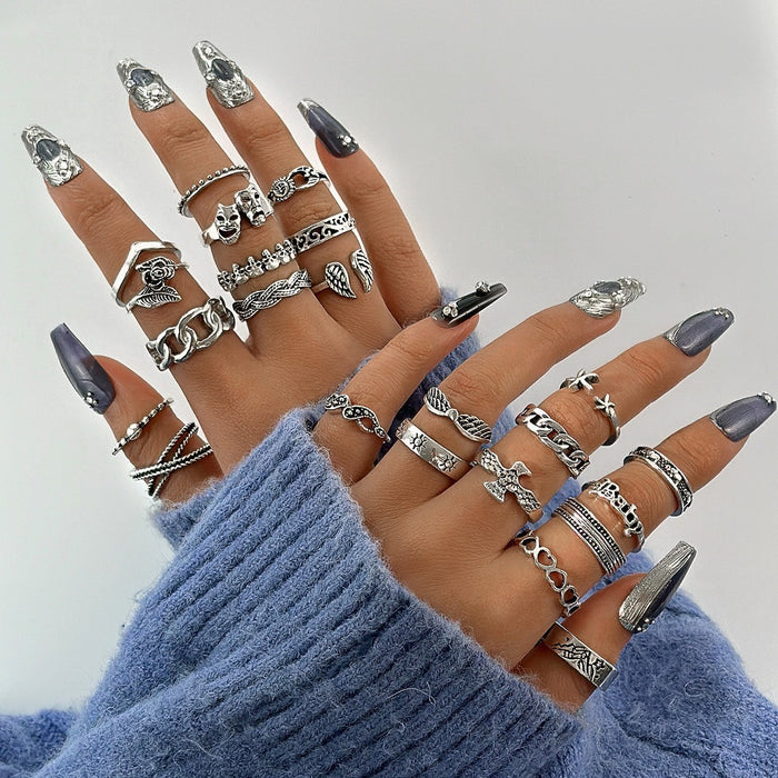 Wholesale Punk Style Skull Snake Ring Set Alloy Fashion Accessory MOQ≥2