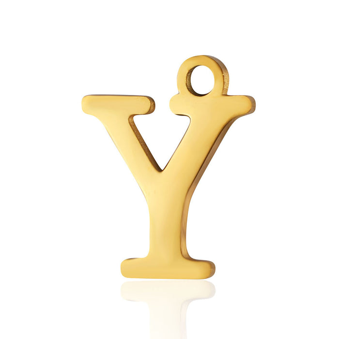 Wholesale 5 Pcs Titanium Steel Letter 26 Gold Capital English Letter Pendants JDC-PT-QZ001