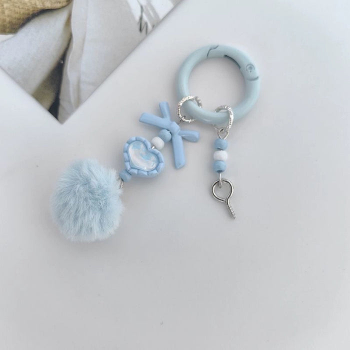 Wholesale Fur Ball Mobile Phone Chain Beaded Cute Hanging Chain Pendant Keychain