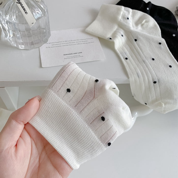 Wholesale Vertical striped solid color casual short socks, cotton mesh breathable thin boat socks