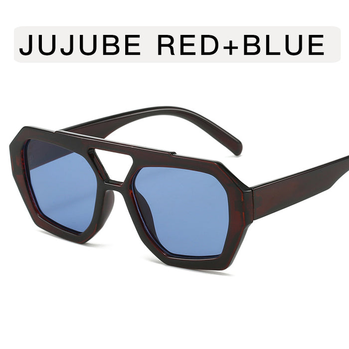 Wholesale Double-beam Retro Irregular Sunglasses Men's Women's Plain-made Women's
