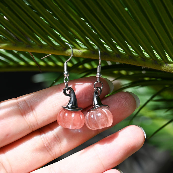 Wholesale Natural Stone Crystal Pumpkin Earrings  Witch Personalized  Jewelry