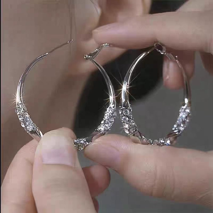 Wholesale Purple Diamond Super Flash Large Hoop Earrings Women's Exaggerated