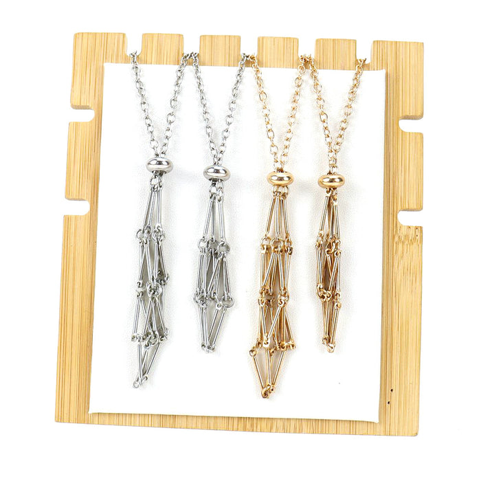 Wholesale DIY Adjustable Stainless Steel Metal Bamboo Mesh Bag Necklace Weaving Pendant N699 JDC-PT-HXu001