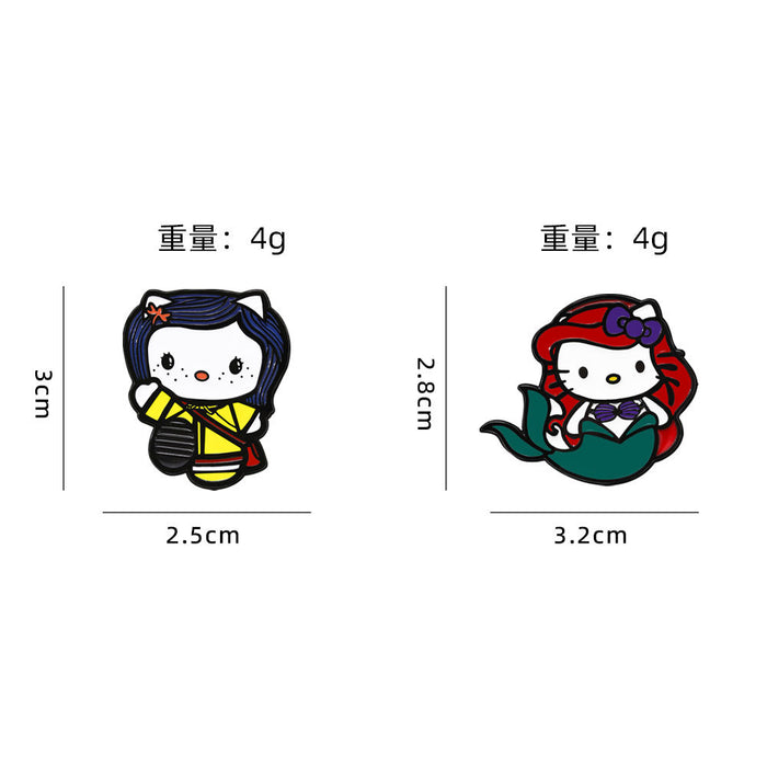 Wholesale Cartoon brooch cat and mermaid cute anime surrounding alloy oil drop bag decoration badge