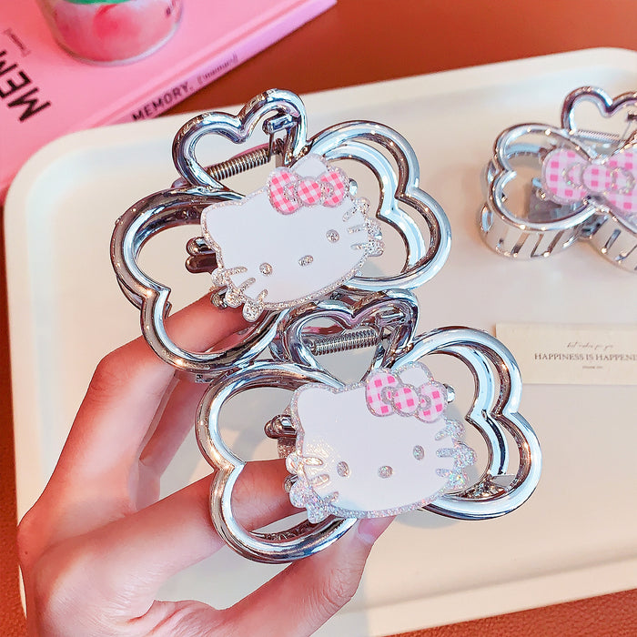 Wholesale Cat Double-Sided Claw Clip  Silver Bow Shark Clip