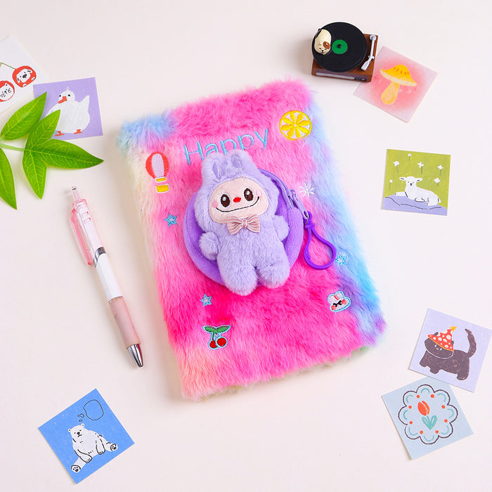 Wholesale Cartoon  Plush Notebook Coin Bag Combination Notepad Student Cute Handbook