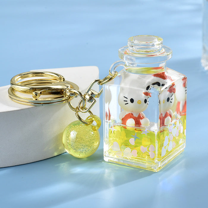Wholesale Acrylic Oiled Quicksand Milk Tea Cup Keychain JDC-KC-ShuangD011