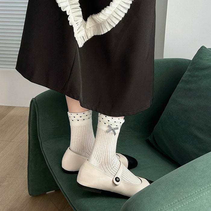 Wholesale Socks Thin Breathable Socks Loose Mouth Wave Point Middle Tube Socks College Wind Pile Socks