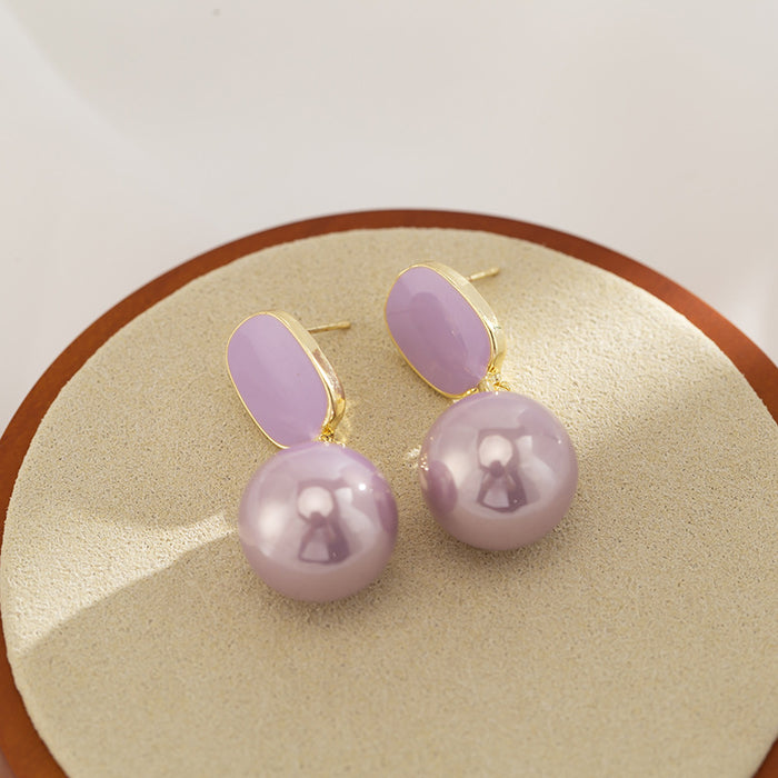 Wholesale Purple pearl earrings with a light luxury and high-end feel. Mosquito coil without ear holes and ear clips