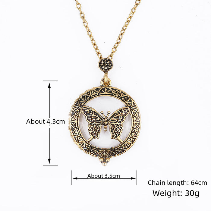 Wholesale Fashion personality magnifying glass necklace creative retro animal pendant jewelry