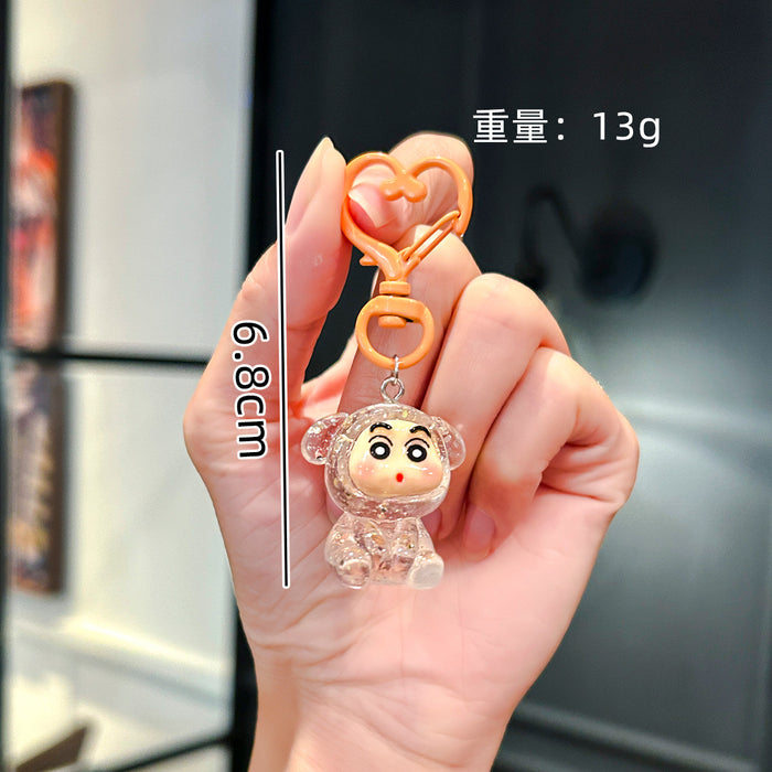 Wholesale Transparent glitter  bear doll pendant,  car bag accessory keychain chain mobile phone pendant small accessories