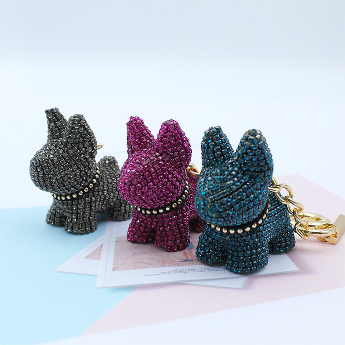 Wholesale diamond-encrusted puppy doll key chain key chain bag metal pendant