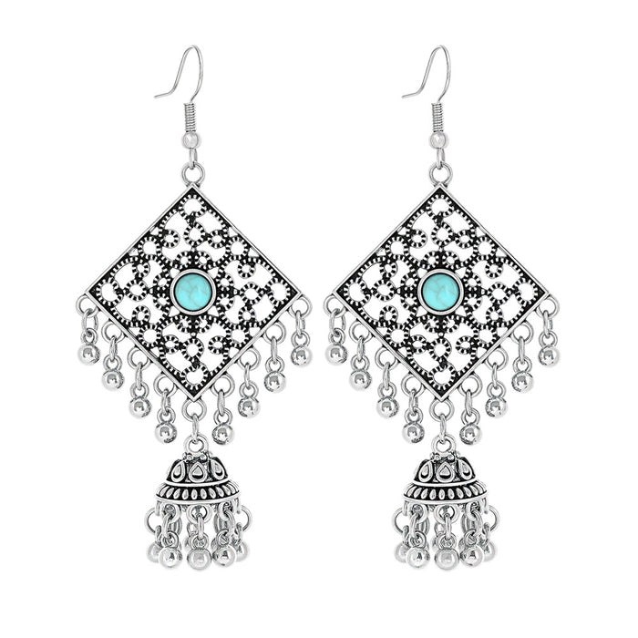 Wholesale Beach Vacation Geometric Alloy Earrings with Turquoise Acrylic Fashion Jewelry MOQ≥2