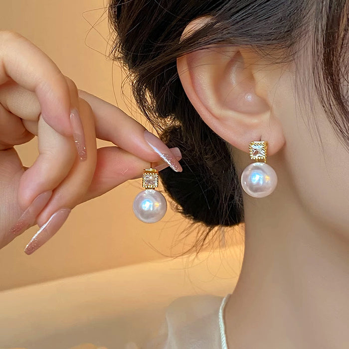 Wholesale Zircon Pearl Earrings French Niche Retro Light Luxury Earrings JDC-ES-HH040