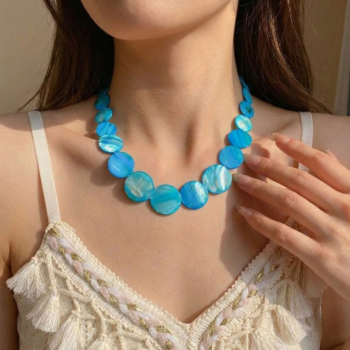 Wholesale Geometric Shell Pendant Necklace Summer Beach Style Layering Jewelry