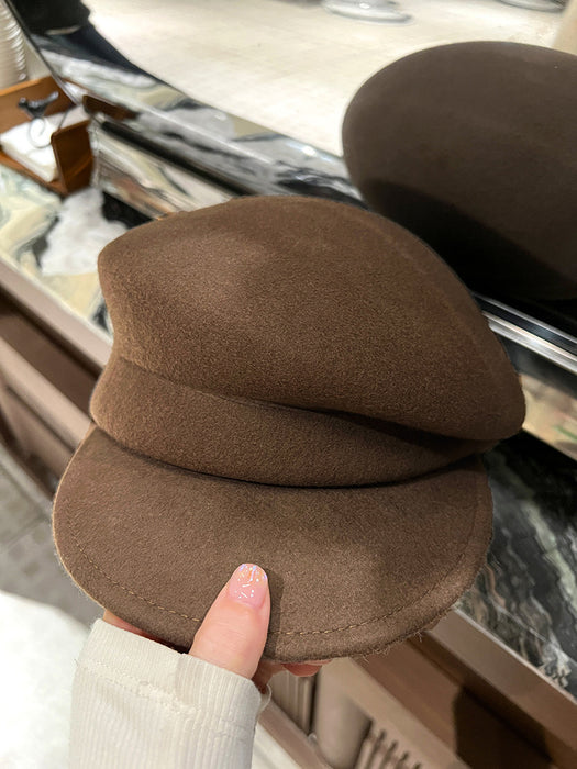 Wholesale Black wool women's autumn and winter octagonal hat painter beret retro sheep felt hat