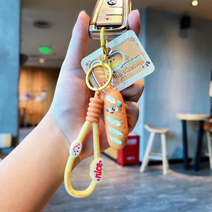 Wholesale Resin bread keychain doll pendant cute student bag car pendant keychain