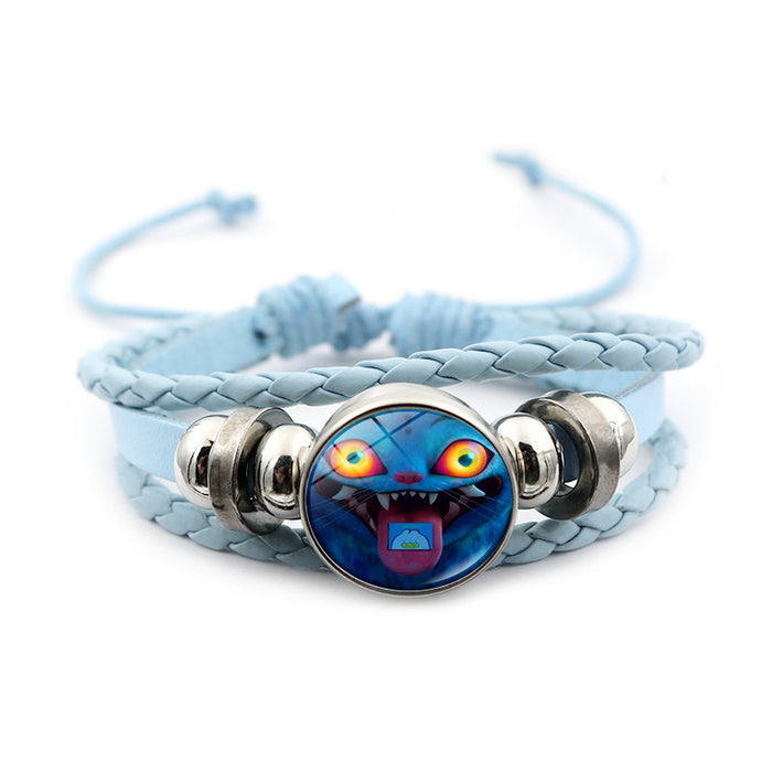 Wholesale Kpop Leather bracelet unisex pink multi-layer braided beaded hand jewelry anime surrounding