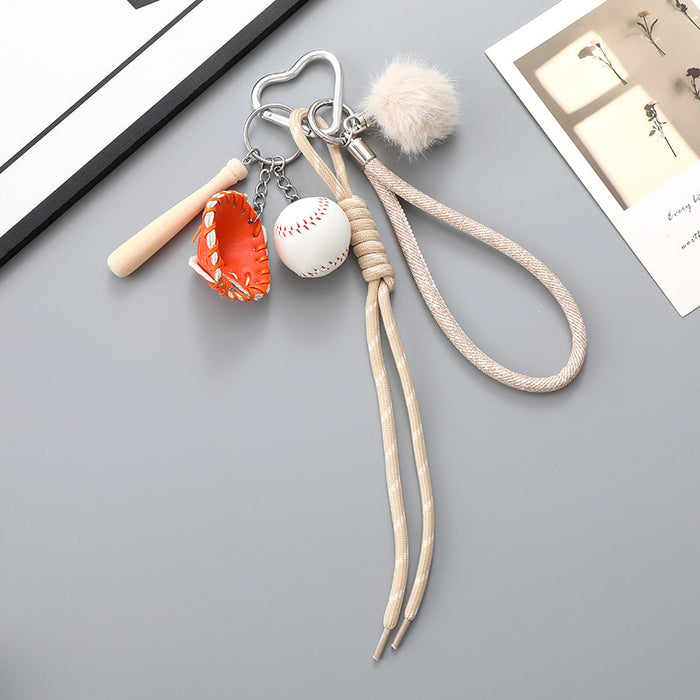 Wholesale Leather bow heart pendant luggage keychain lanyard accessories single buckle tassel pendant accessories