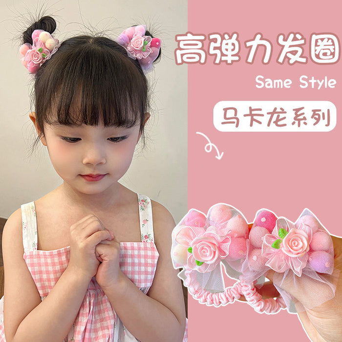 Wholesale Cartoon Flower Hair Ties for Girls Cloth Elastic Ponytail Holders Everyday Styling Accessory