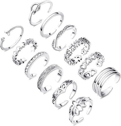 Wholesale Rose Ring Personalized Simple Love Butterfly Palm Moon Diamond Set 12 Piece Set