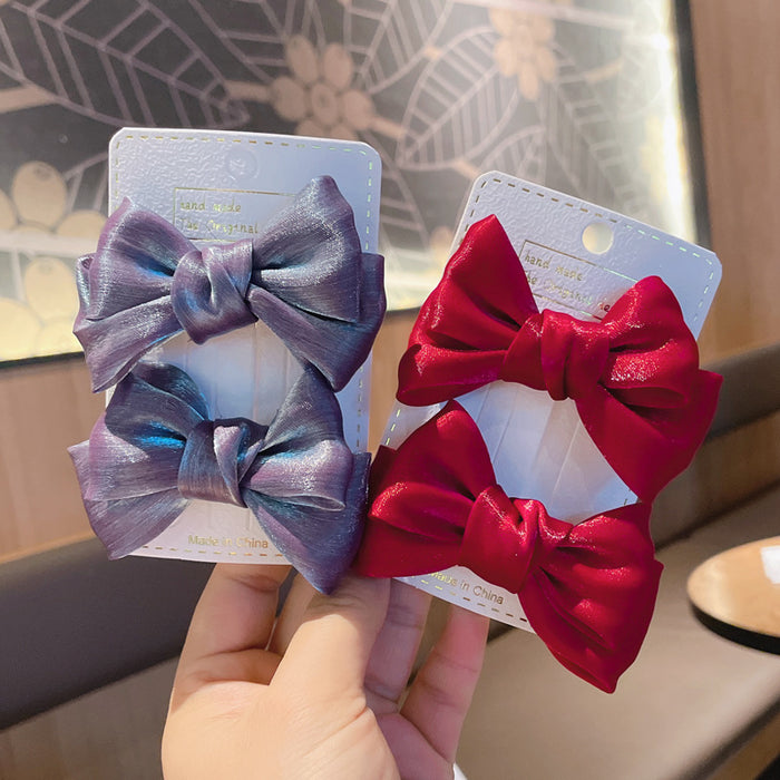 Wholesale Small Pearlescent Fabric Bow Hair Clip JDC-HC-Diqian003
