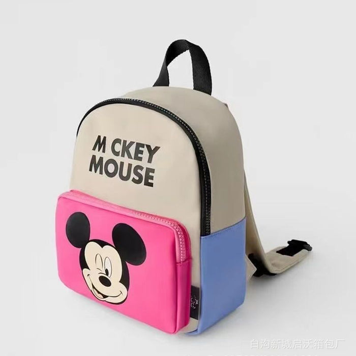 Wholesale New children's backpack with foreskin material, cartoon cute color blocking small backpack, PU print
